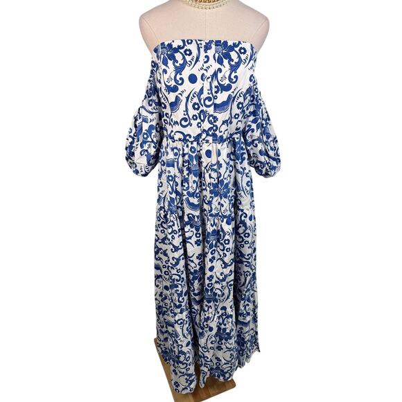 NEW Borgo de Nor Julia Cotton Dress Venezia blue size US 8 / UK 12 - Picture 8 of 16